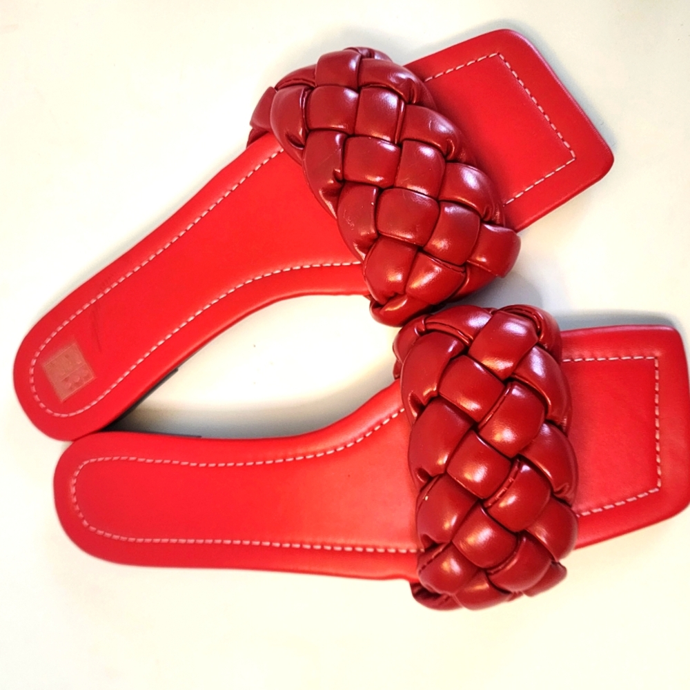 Red Braided Slide Sandals
